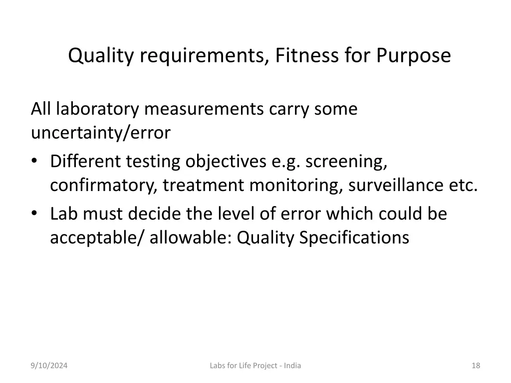 quality requirements fitness for purpose