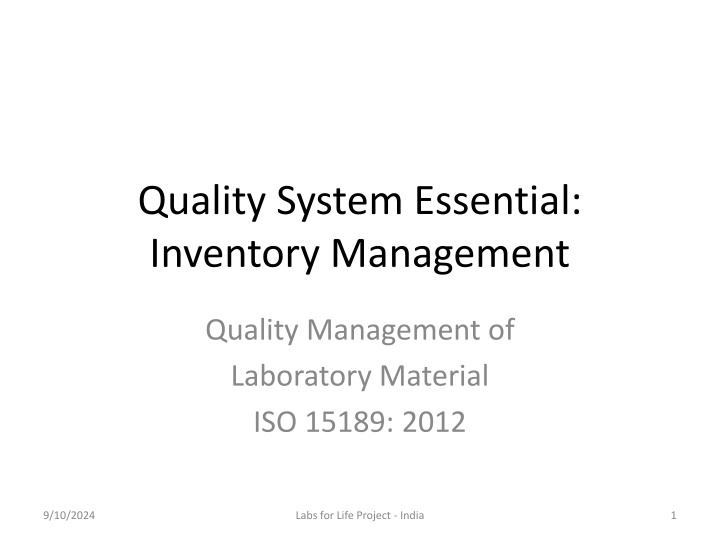 quality system essential inventory management