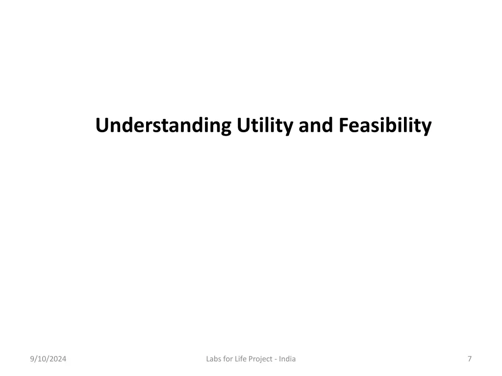 understanding utility and feasibility