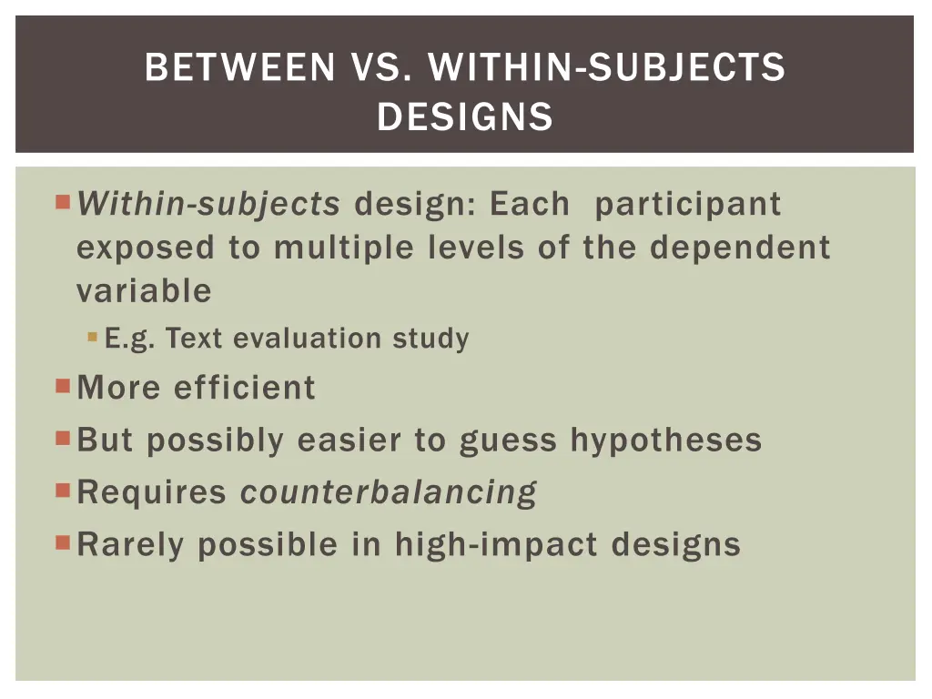 between vs within subjects designs 1