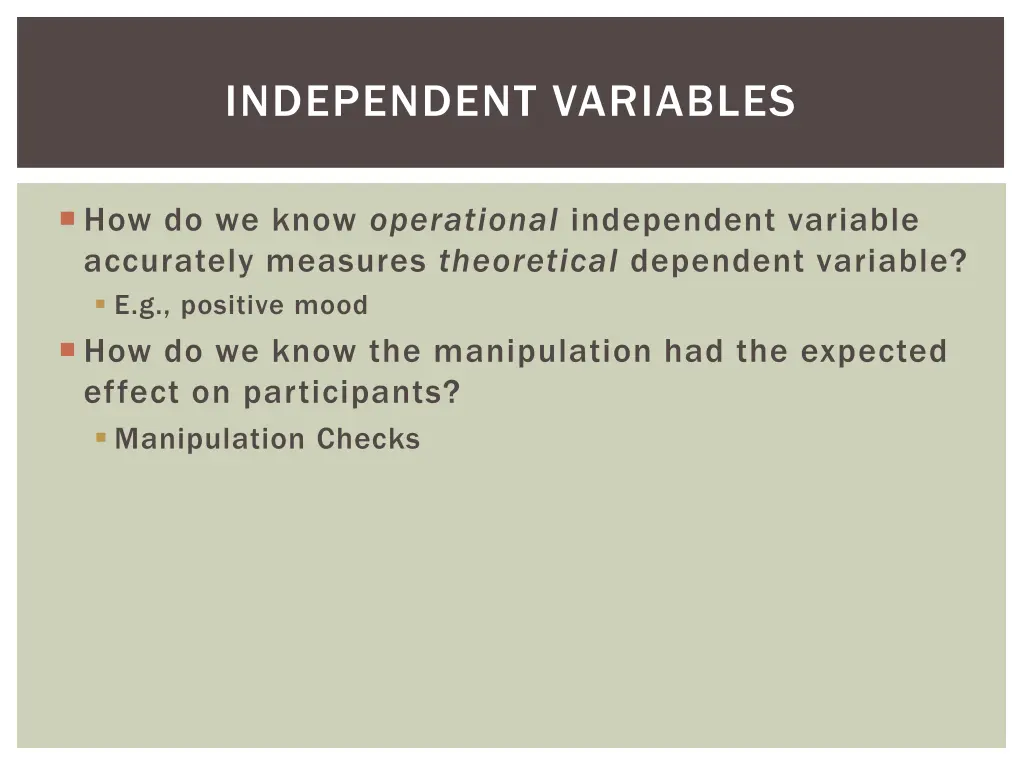 independent variables