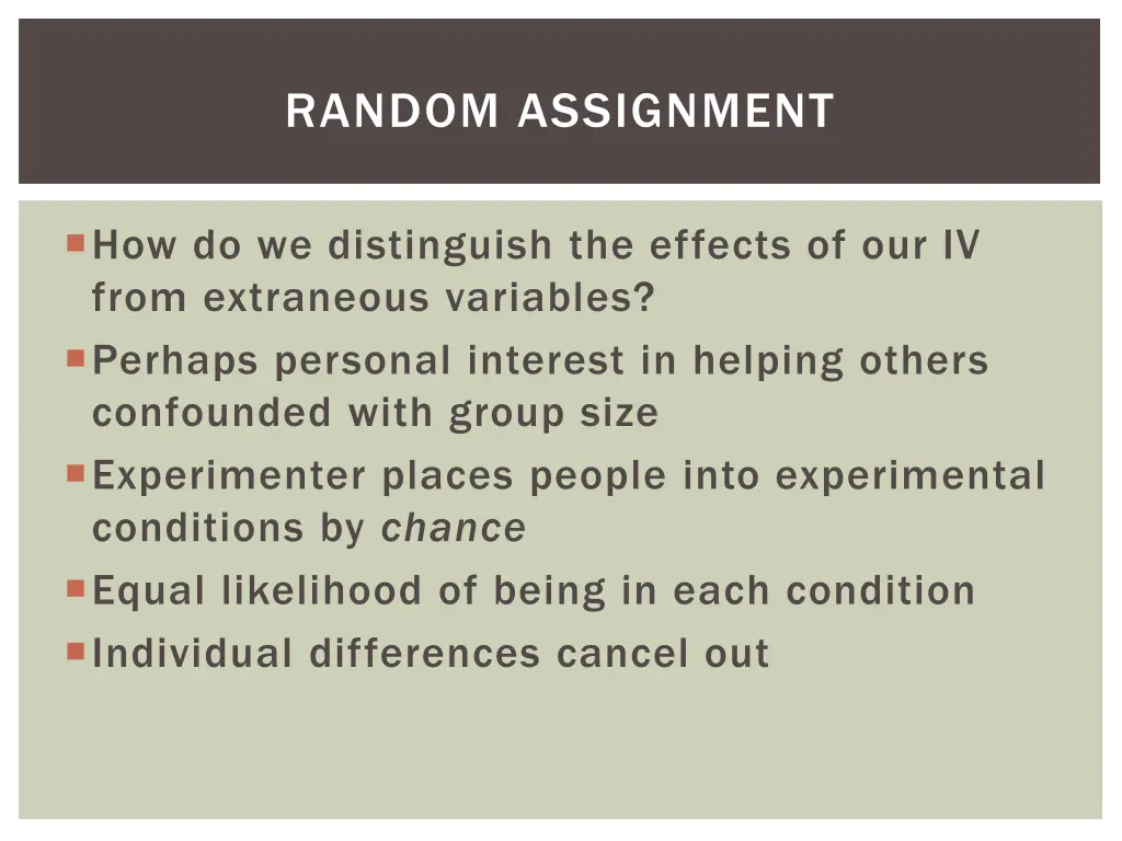 random assignment