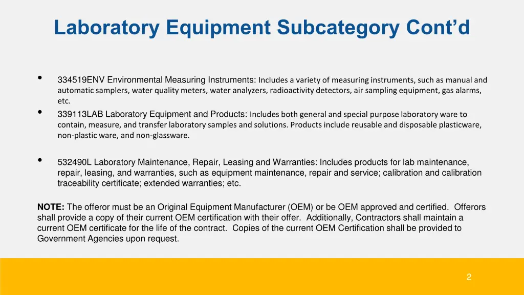 laboratory equipment subcategory cont d