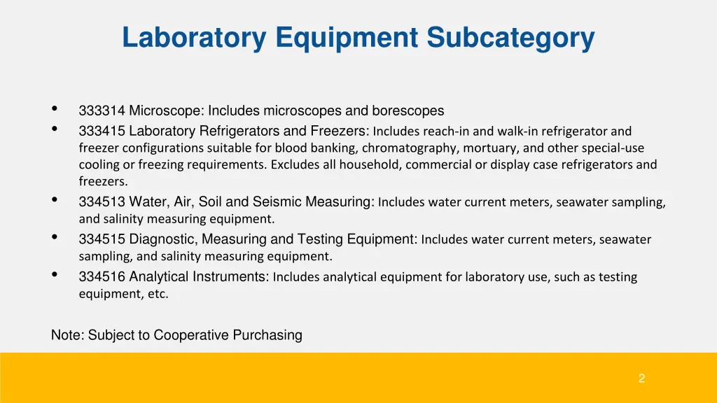 laboratory equipment subcategory