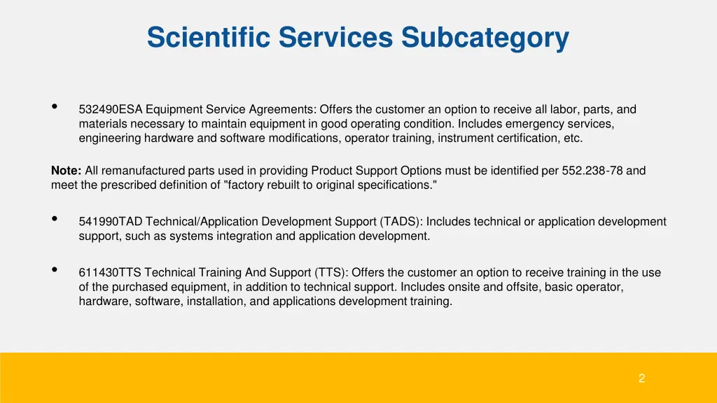 scientific services subcategory