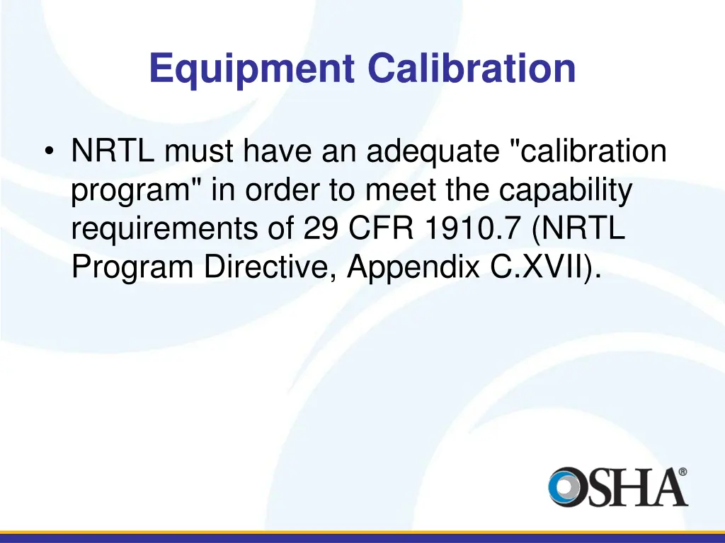 equipment calibration