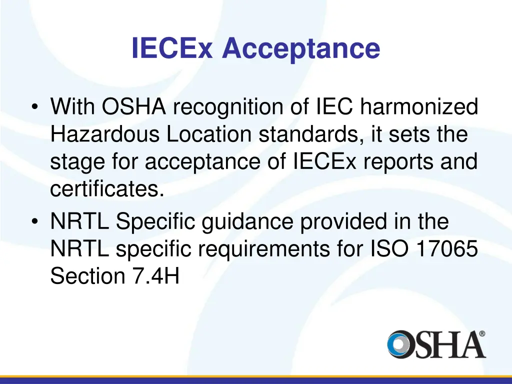 iecex acceptance