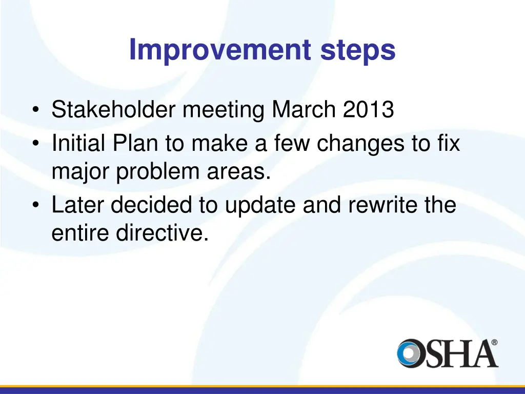 improvement steps