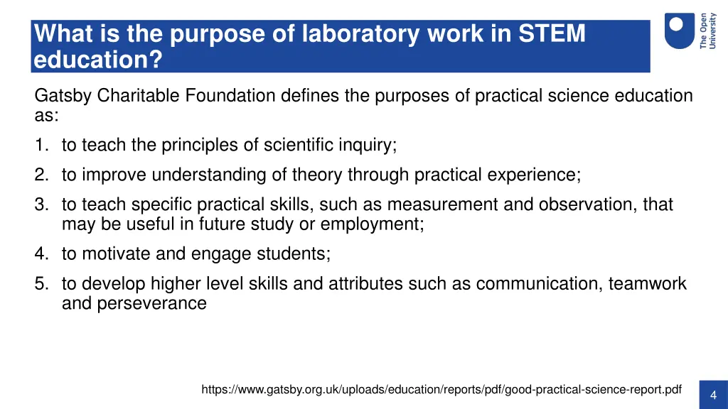 what is the purpose of laboratory work in stem