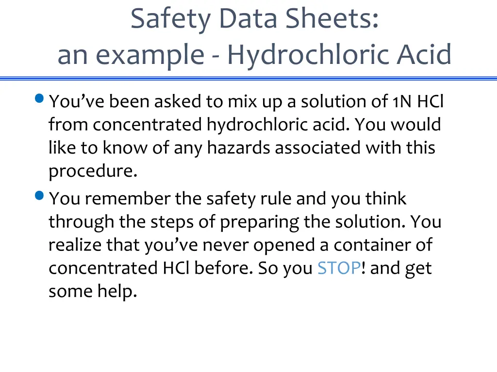 safety data sheets an example hydrochloric acid