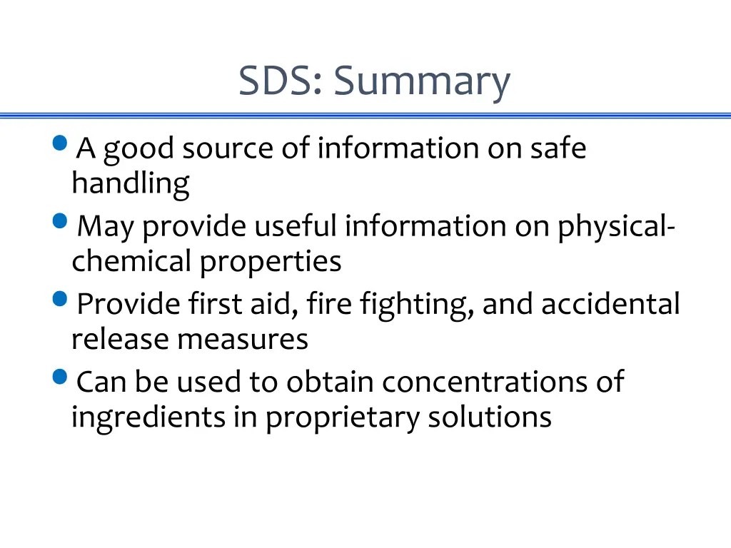 sds summary