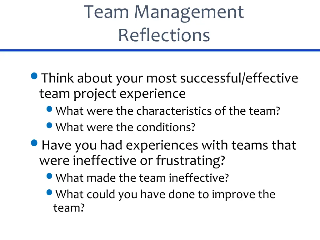 team management reflections