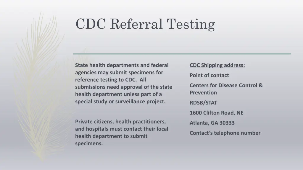 cdc referral testing