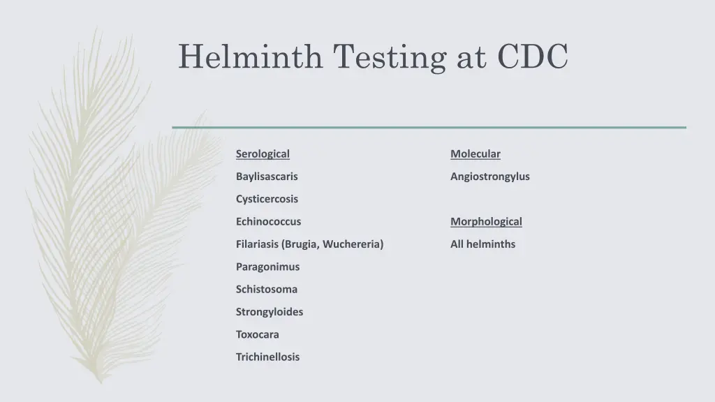 helminth testing at cdc