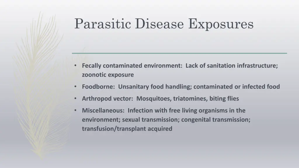 parasitic disease exposures