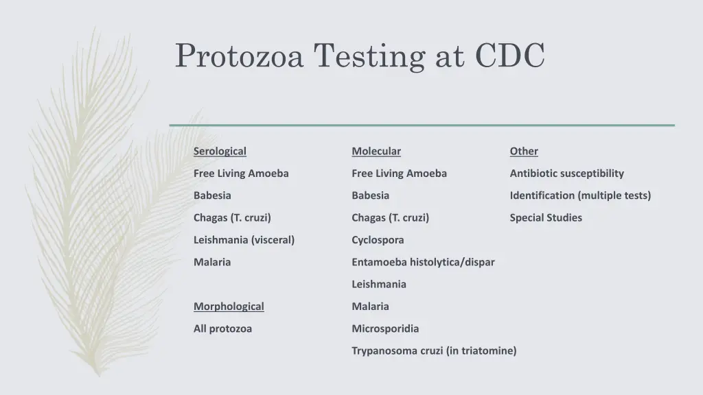 protozoa testing at cdc