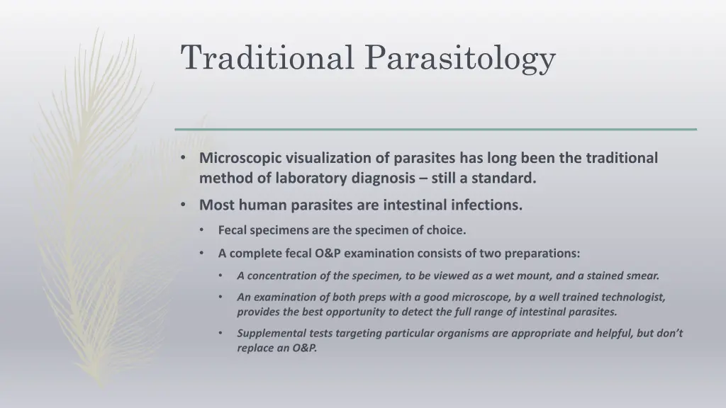 traditional parasitology