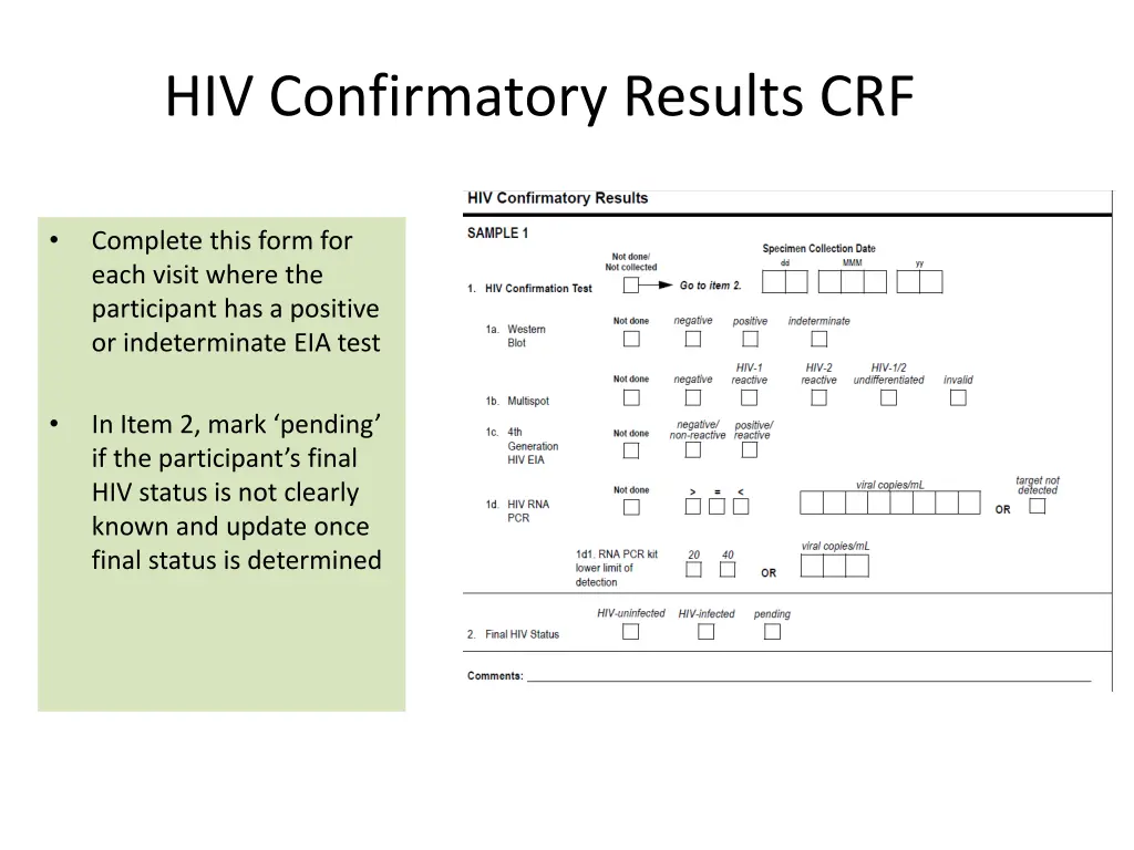 hiv confirmatory results crf