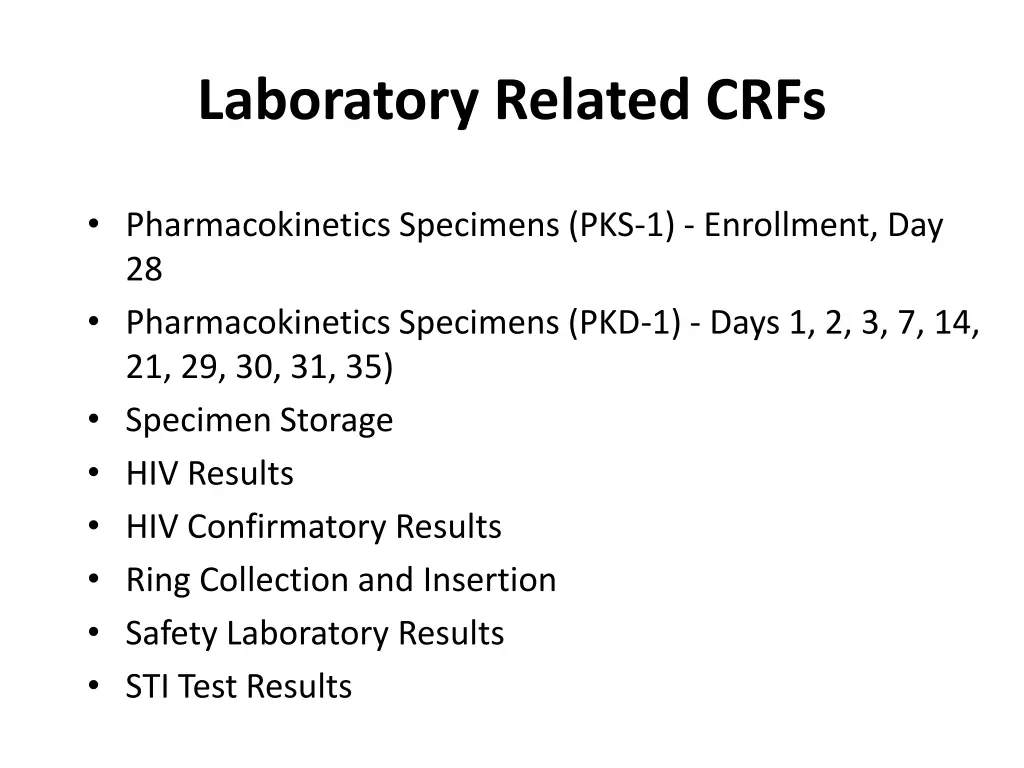 laboratory related crfs