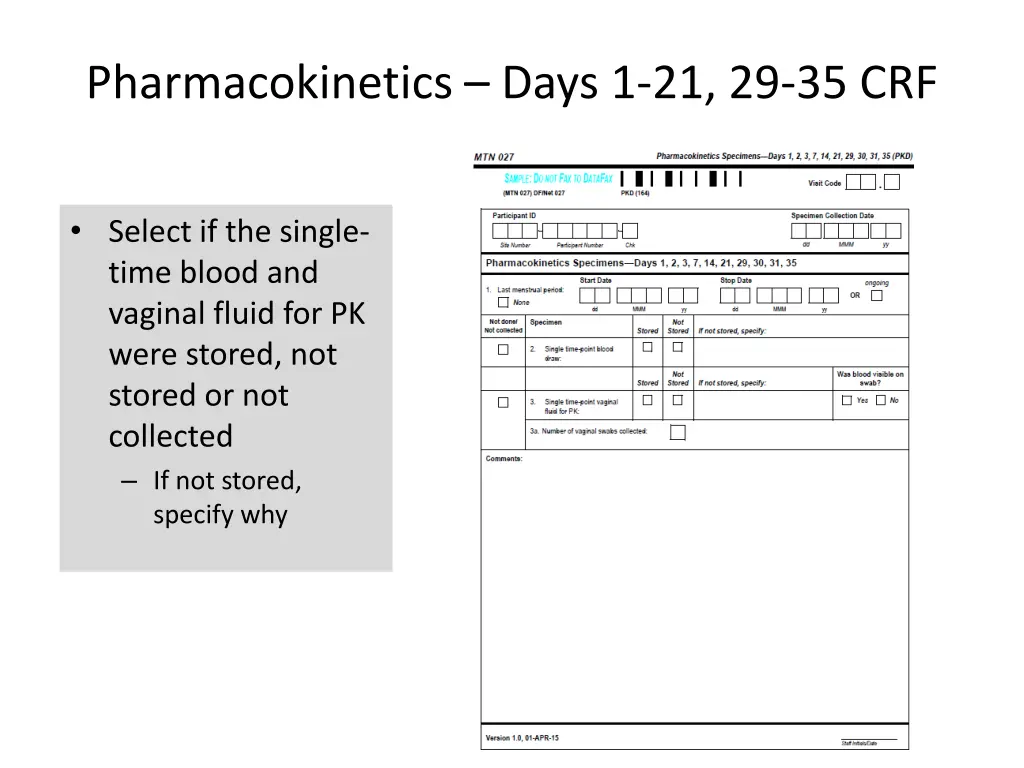 pharmacokinetics days 1 21 29 35 crf