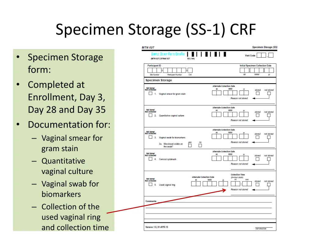 specimen storage ss 1 crf