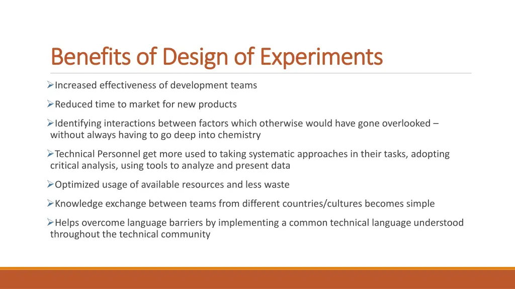 benefits of design of experiments benefits