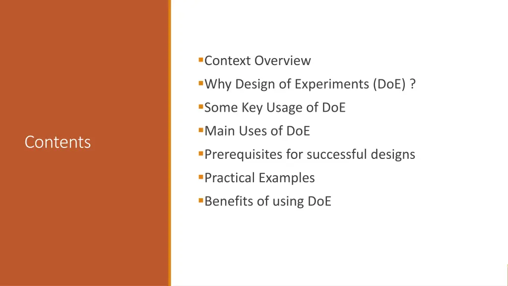 context overview why design of experiments