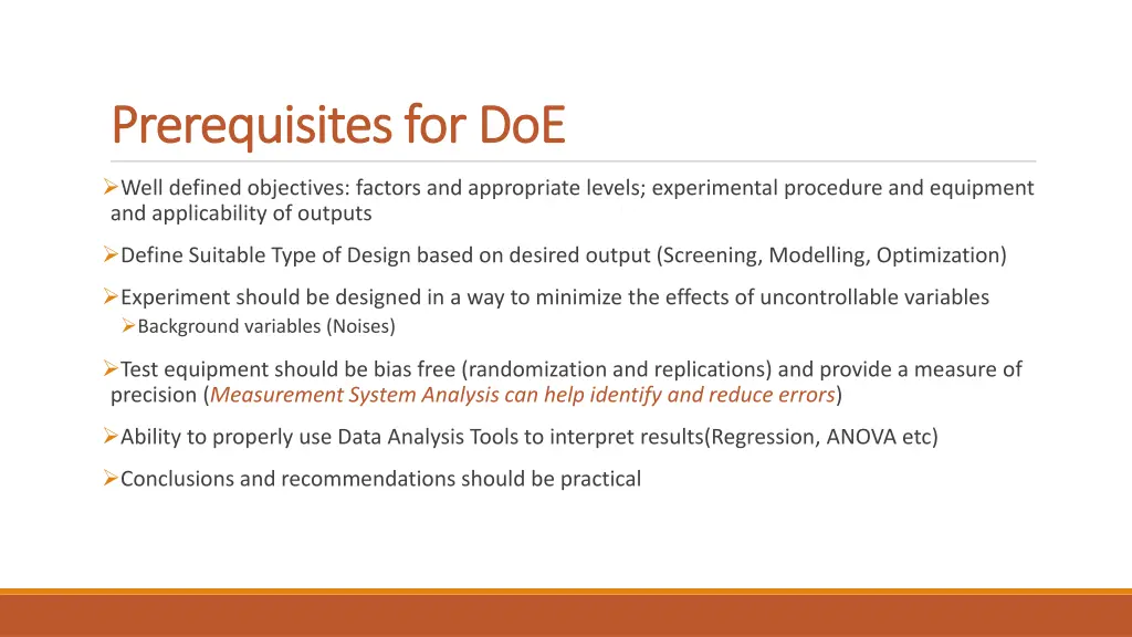 prerequisites for doe prerequisites for doe