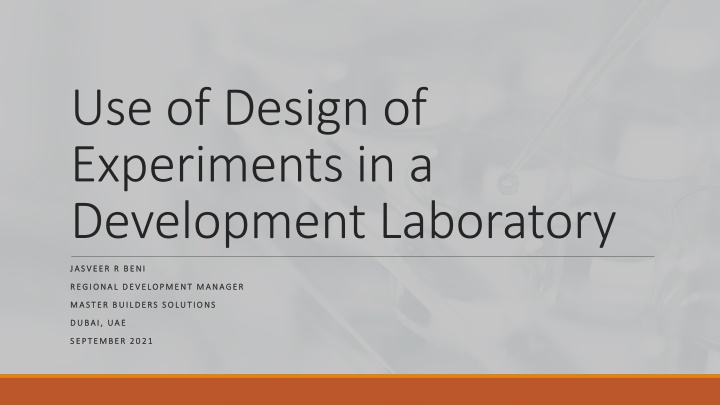 use of design of experiments in a development