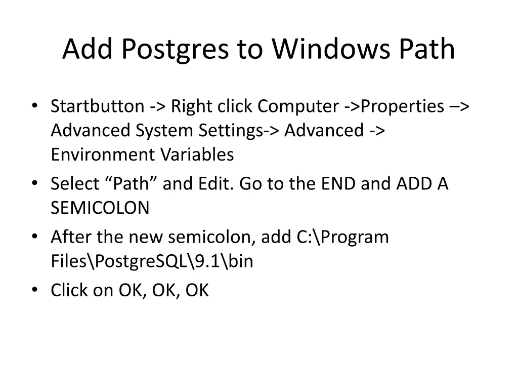 add postgres to windows path