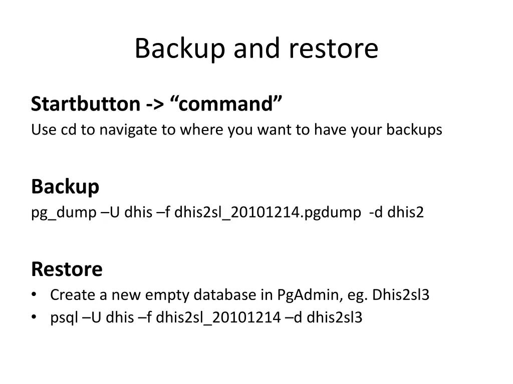 backup and restore