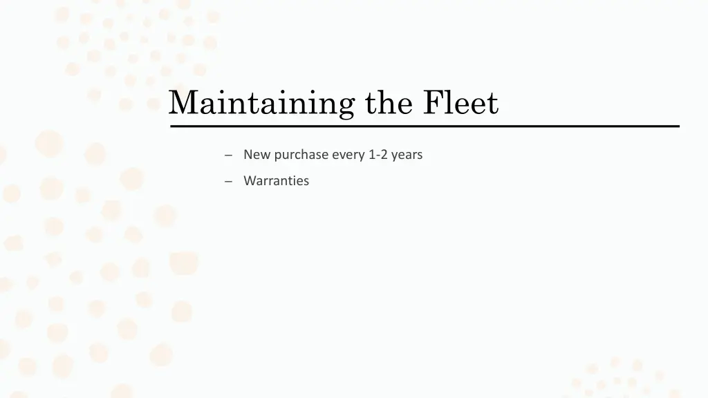 maintaining the fleet 1