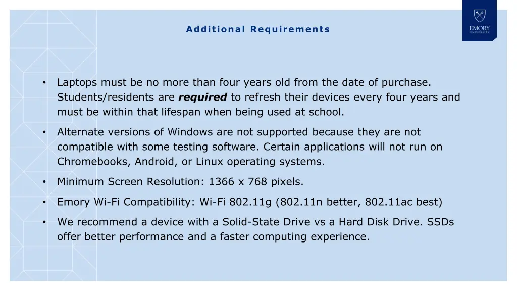 additional requirements