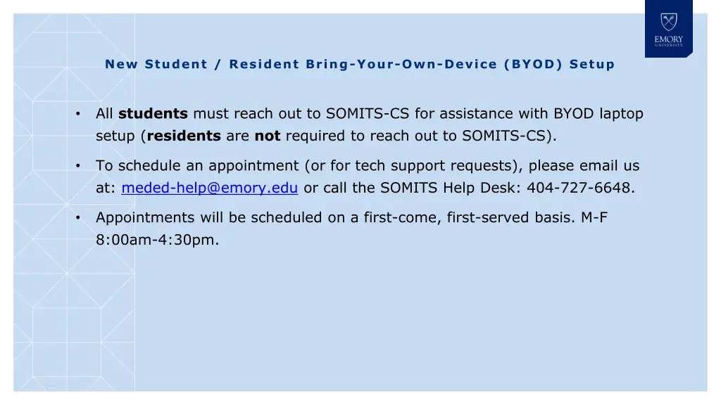 new student resident bring your own device byod