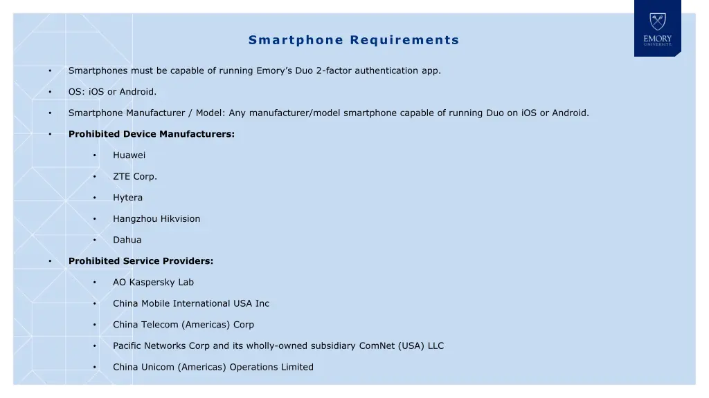 smartphone requirements