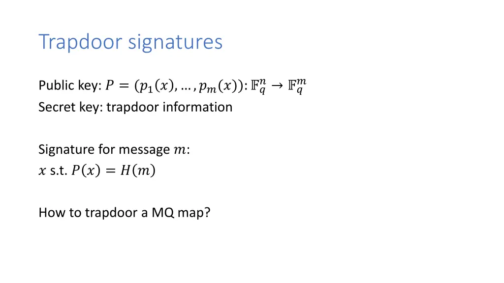 trapdoor signatures