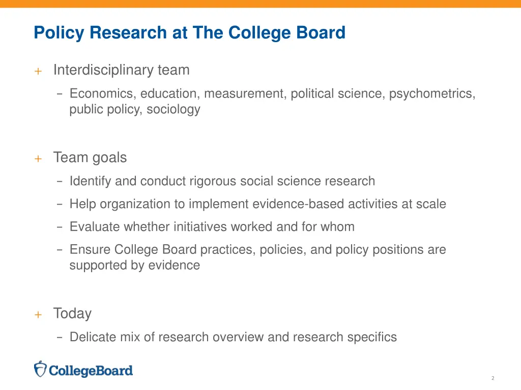 policy research at the college board