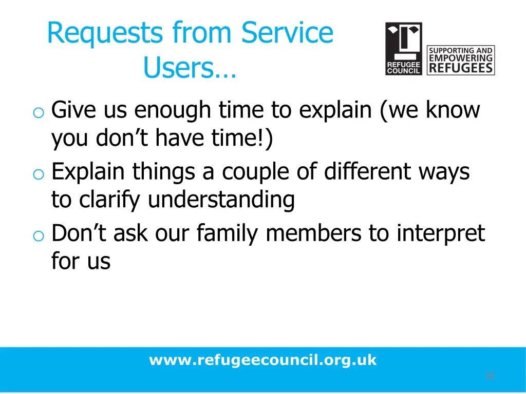 requests from service users o give us enough time