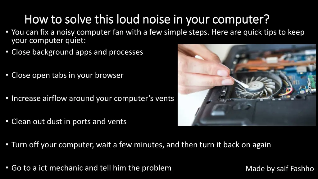 how to solve this loud noise in your computer