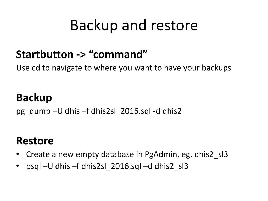 backup and restore