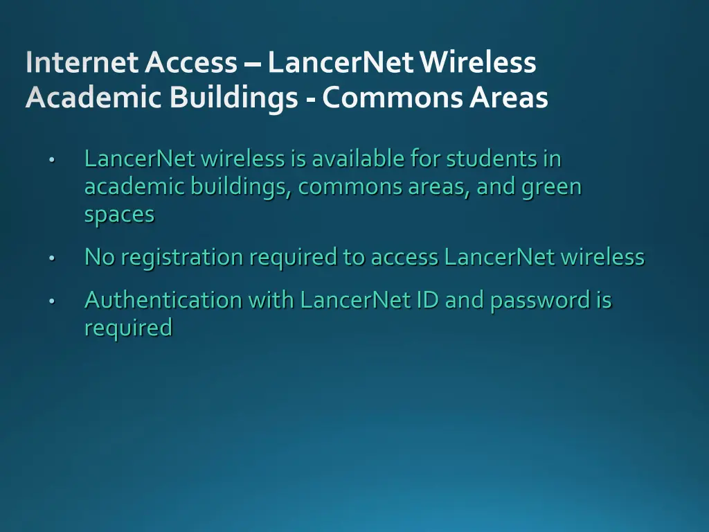 internet access lancernetwireless academic