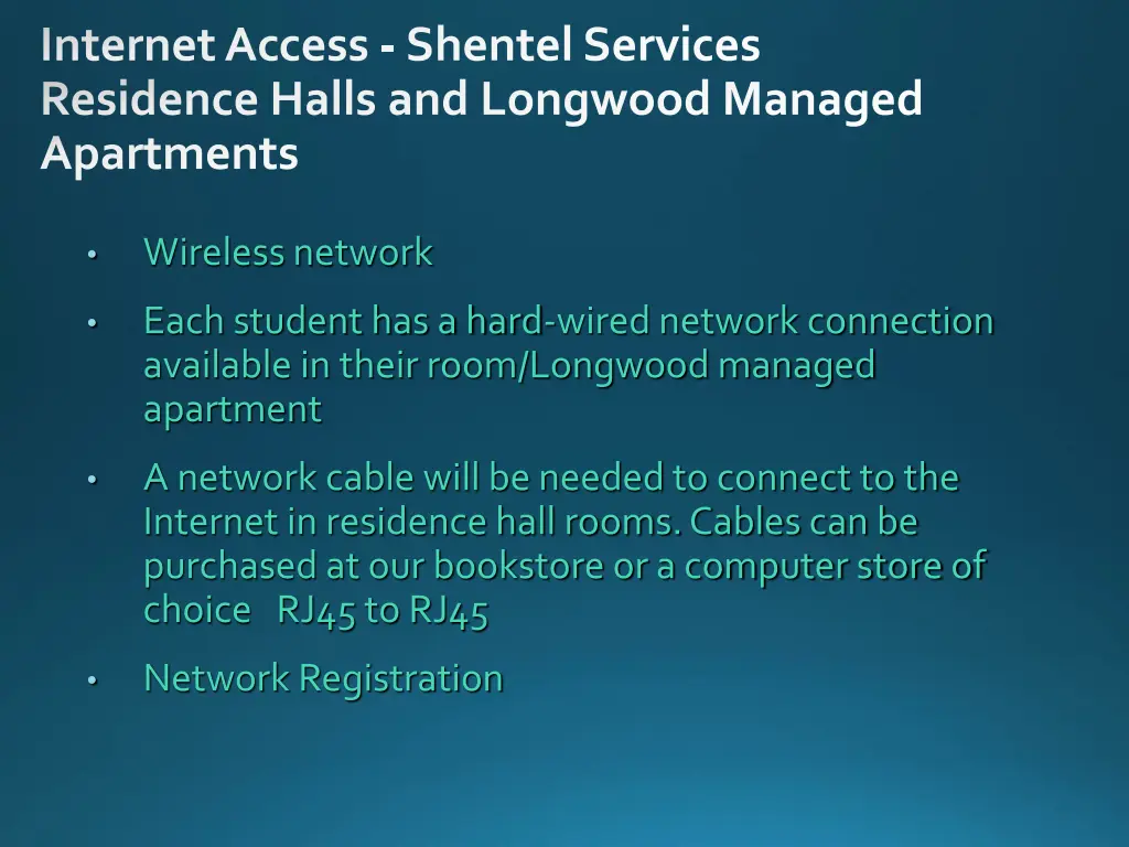 internet access shentelservices residence halls