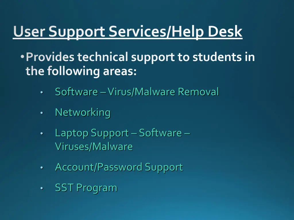 user support services help desk