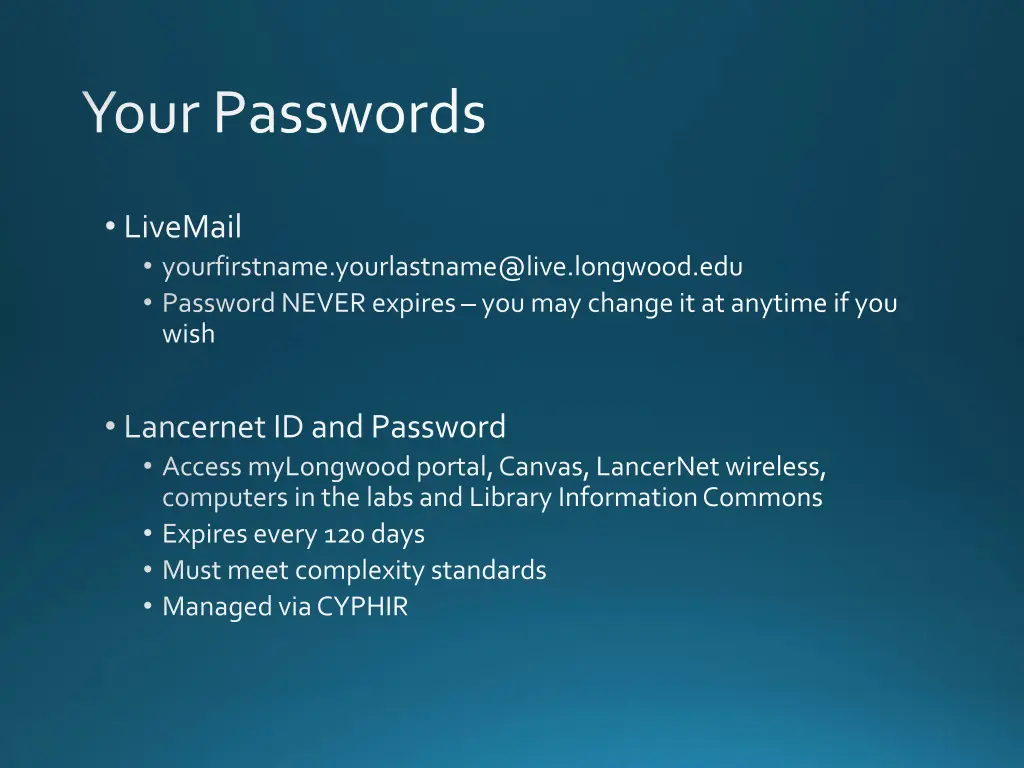 your passwords