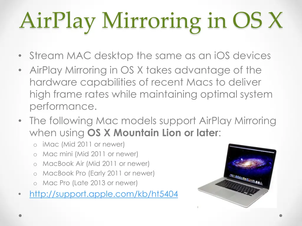 airplay mirroring in os x