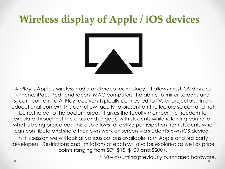 wireless display of apple ios devices