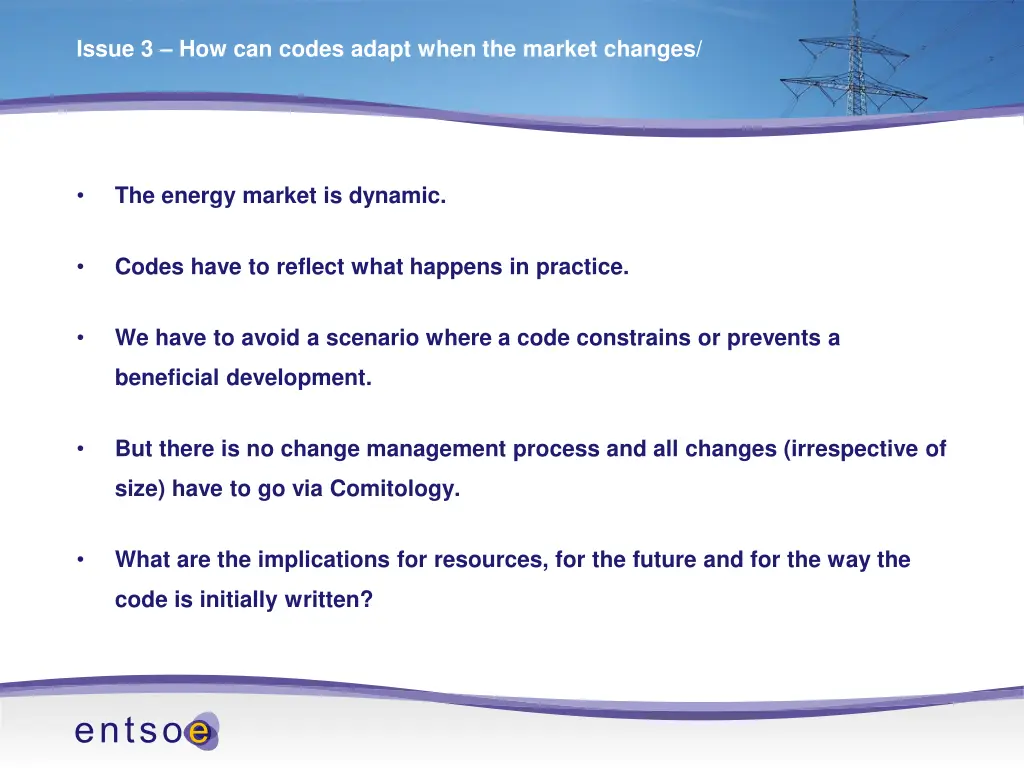 issue 3 how can codes adapt when the market