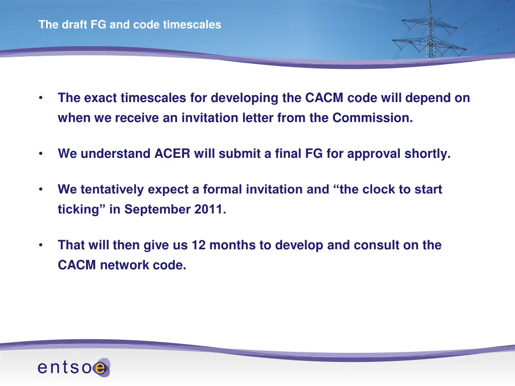 the draft fg and code timescales