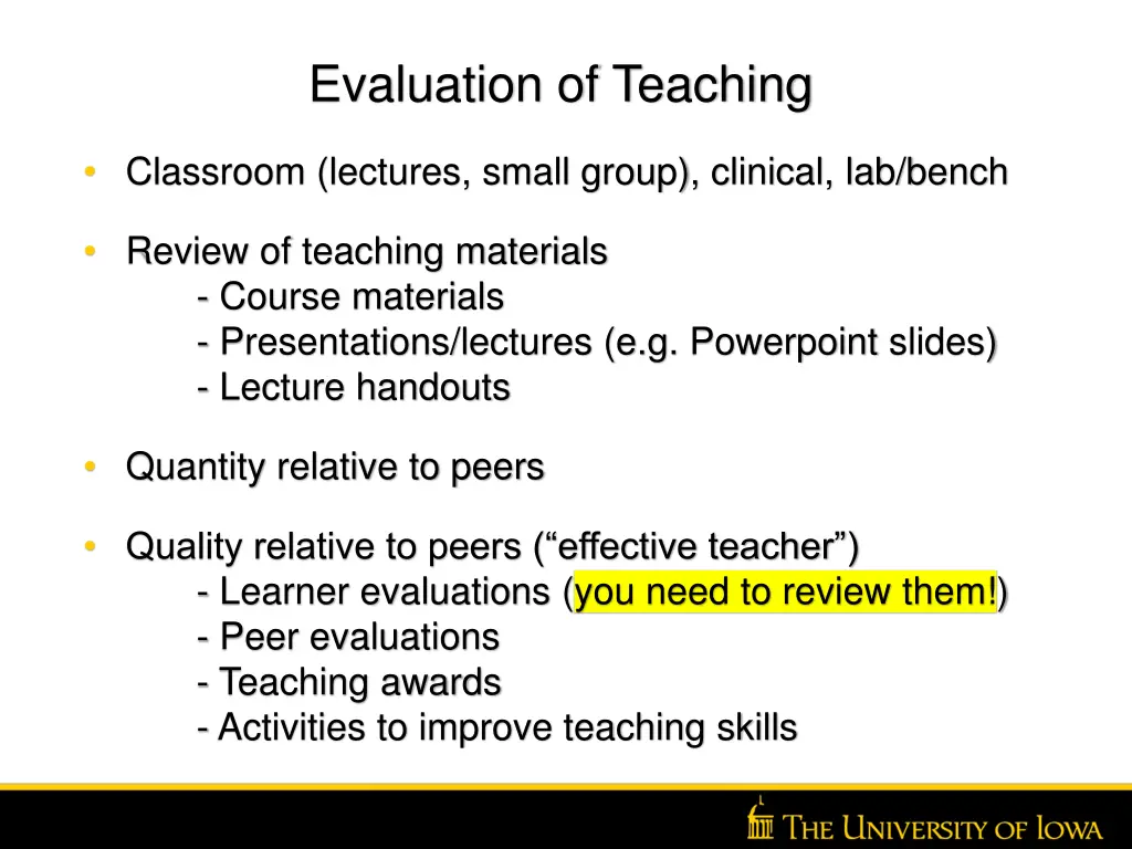 evaluation of teaching