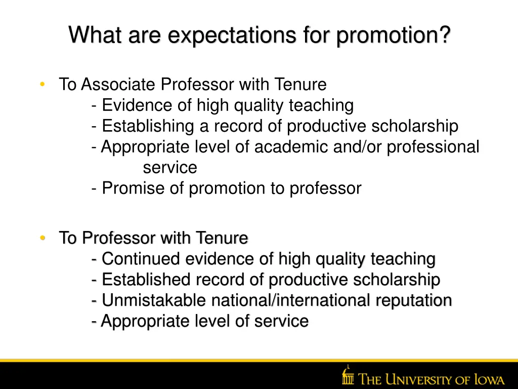 what are expectations for promotion